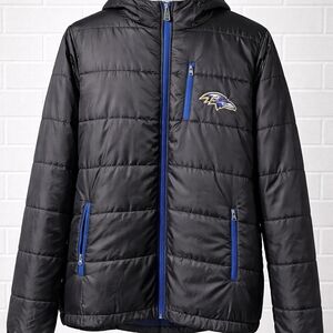Baltimore Ravens Black Puffer Jacket with Royal Blue Trim